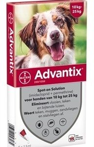 Bayer Advantix Spot On 250/1250 10-25kg 6 pipetten